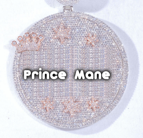 CUSTOM LETTER NECKLACE 3D BIG CROWN DISC