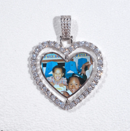 3D Spinning 2-Faced Heart Custom Picture Pendant