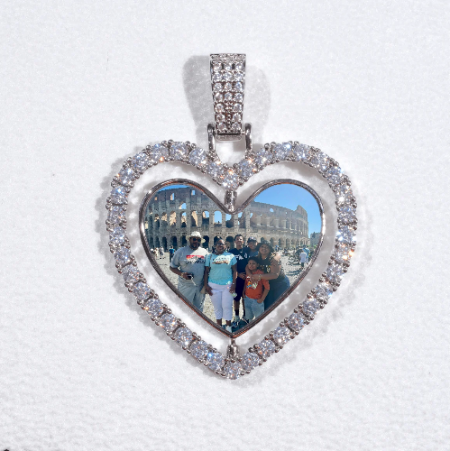 3D Spinning 2-Faced Heart Custom Picture Pendant