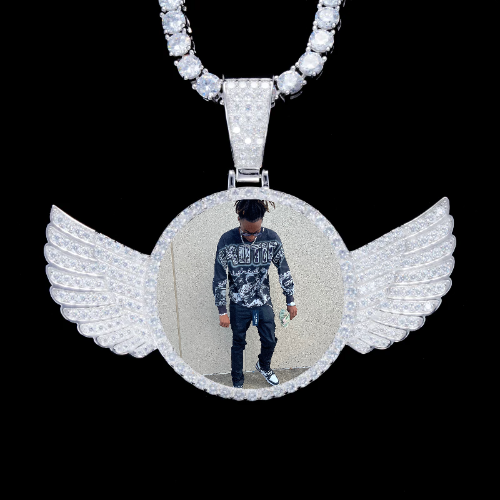925S & VVS Moissanite 3D Wing Custom Picture Pendant