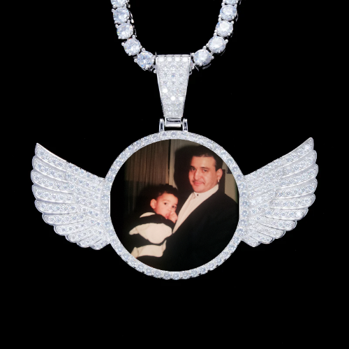 925S & VVS Moissanite 3D Wing Custom Picture Pendant
