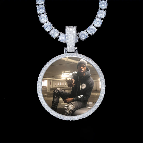 925S & VVS Moissanite 3D Circle Custom Picture Pendant