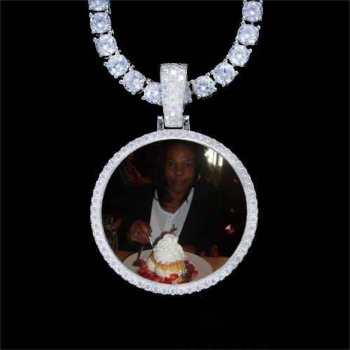 925S & VVS Moissanite 3D Circle Custom Picture Pendant