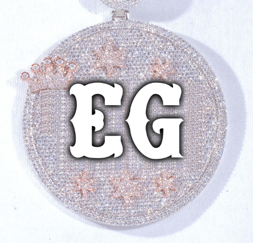 CUSTOM LETTER NECKLACE 3D BIG CROWN DISC