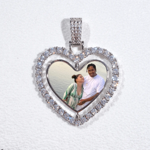 3D Spinning 2-Faced Heart Custom Picture Pendant