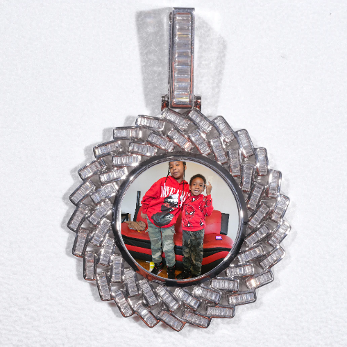Large 3D Baguette Custom Picture Pendant