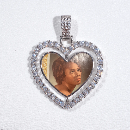 3D Spinning 2-Faced Heart Custom Picture Pendant