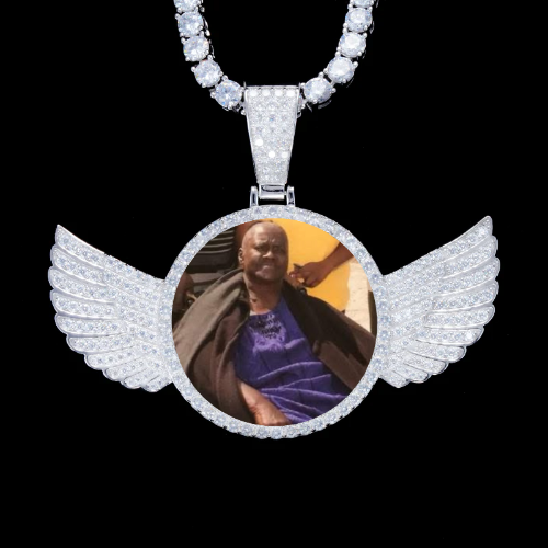 925S & VVS Moissanite 3D Wing Custom Picture Pendant
