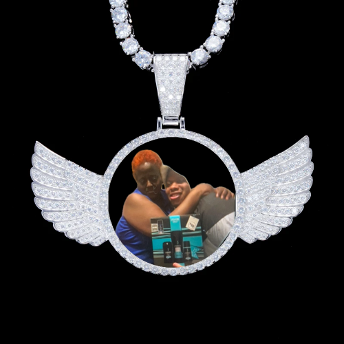 925S & VVS Moissanite 3D Wing Custom Picture Pendant