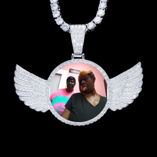 925S & VVS Moissanite 3D Wing Custom Picture Pendant