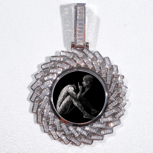 Large 3D Baguette Custom Picture Pendant