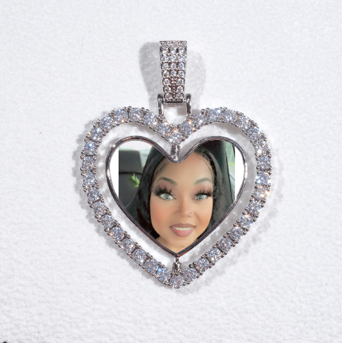 3D Spinning 2-Faced Heart Custom Picture Pendant