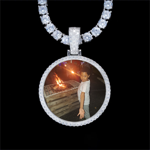 925S & VVS Moissanite 3D Circle Custom Picture Pendant