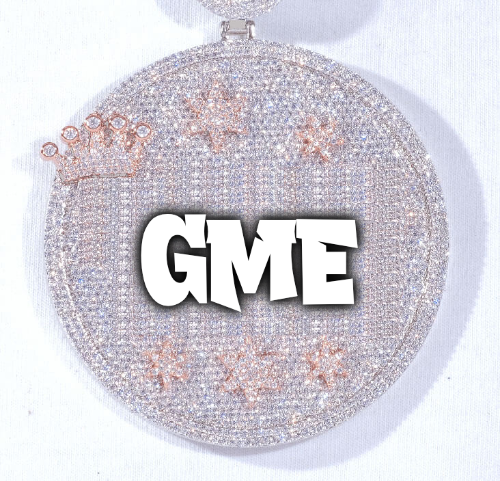 CUSTOM LETTER NECKLACE 3D BIG CROWN DISC