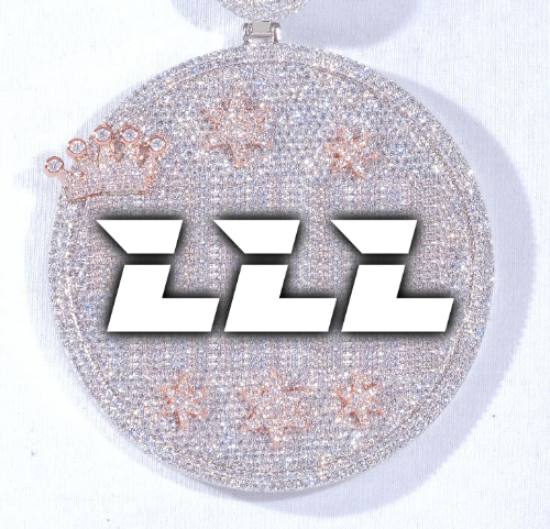 CUSTOM LETTER NECKLACE 3D BIG CROWN DISC