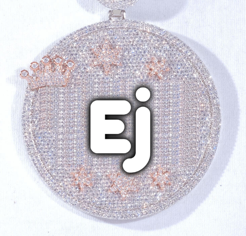 CUSTOM LETTER NECKLACE 3D BIG CROWN DISC