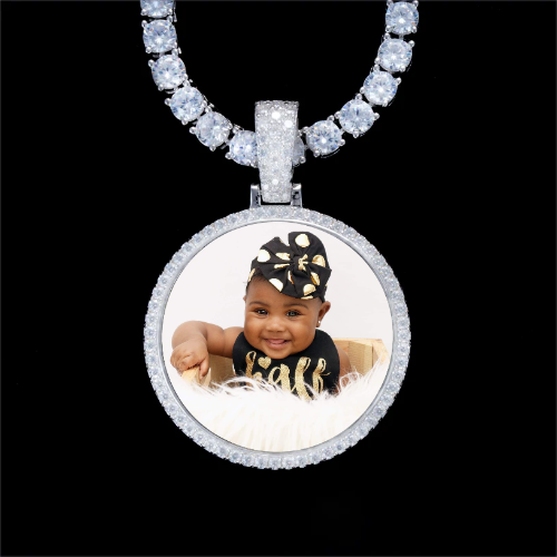 925S & VVS Moissanite 3D Circle Custom Picture Pendant
