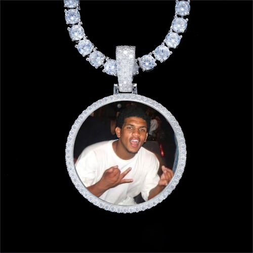 925S & VVS Moissanite 3D Circle Custom Picture Pendant