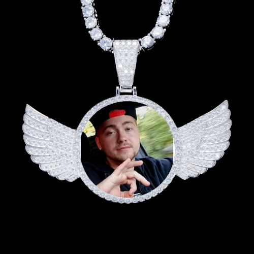 925S & VVS Moissanite 3D Wing Custom Picture Pendant