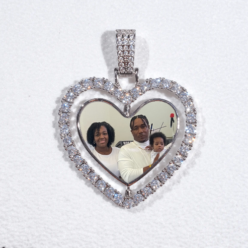 3D Spinning 2-Faced Heart Custom Picture Pendant