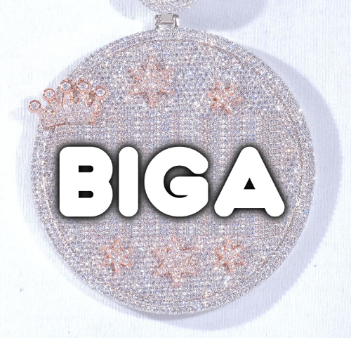 CUSTOM LETTER NECKLACE 3D BIG CROWN DISC