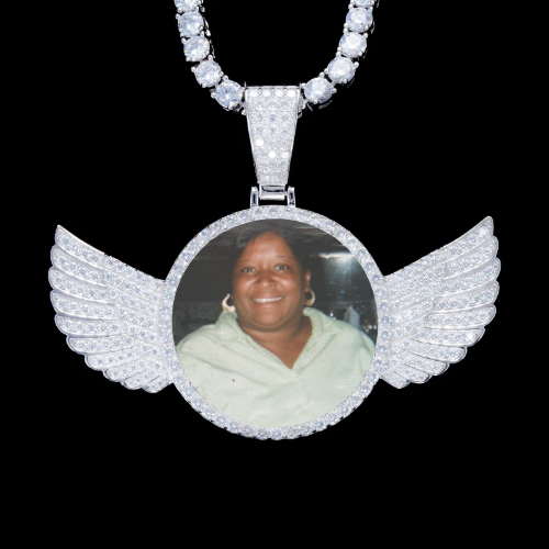 925S & VVS Moissanite 3D Wing Custom Picture Pendant