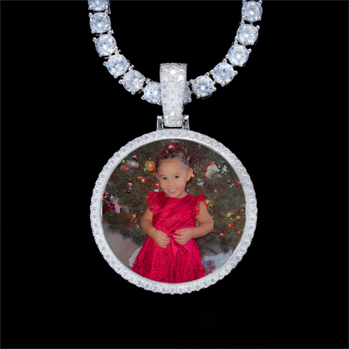 925S & VVS Moissanite 3D Circle Custom Picture Pendant