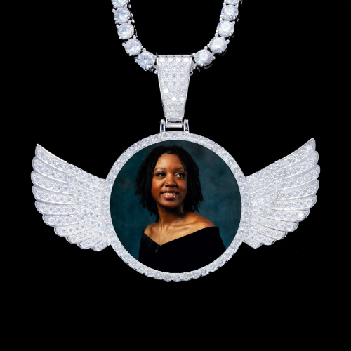 925S & VVS Moissanite 3D Wing Custom Picture Pendant