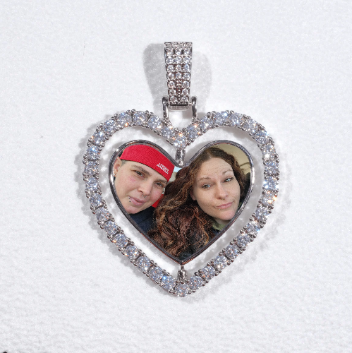 3D Spinning 2-Faced Heart Custom Picture Pendant