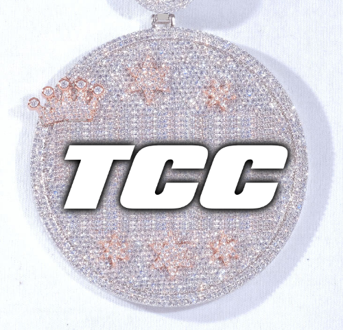 CUSTOM LETTER NECKLACE 3D BIG CROWN DISC