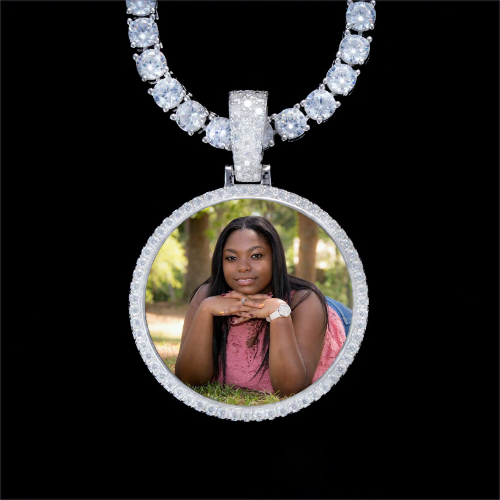 925S & VVS Moissanite 3D Circle Custom Picture Pendant