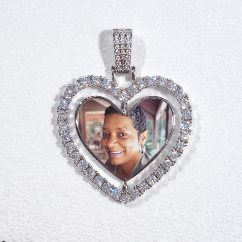 3D Spinning 2-Faced Heart Custom Picture Pendant