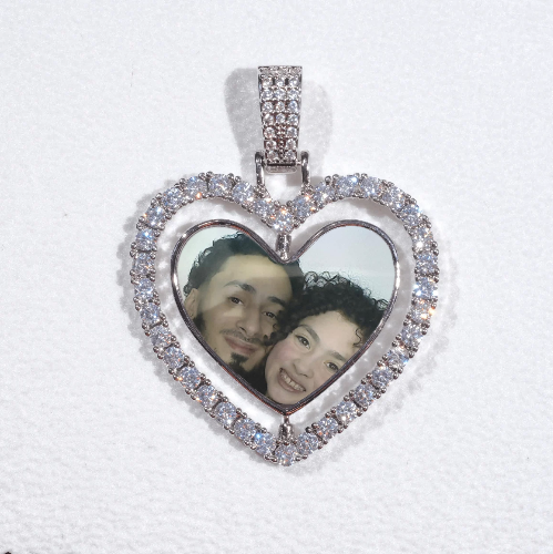 3D Spinning 2-Faced Heart Custom Picture Pendant