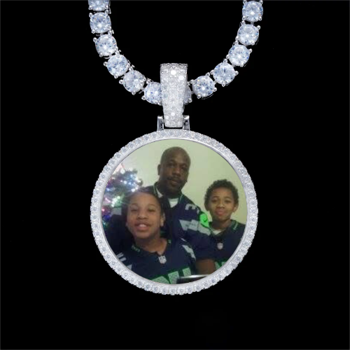 925S & VVS Moissanite 3D Circle Custom Picture Pendant