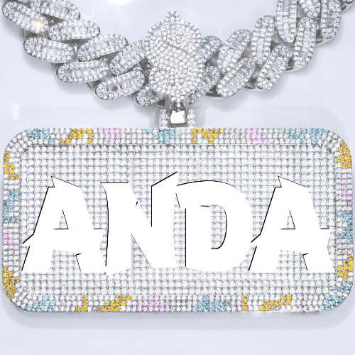 CUSTOM LETTER NECKLACE 3D COLORFUL SQUARE