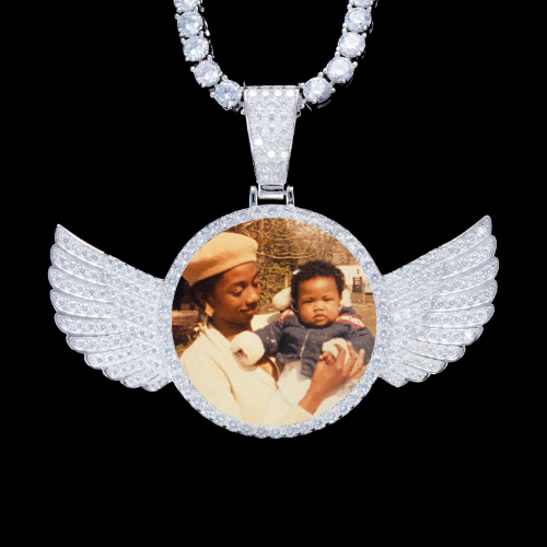 925S & VVS Moissanite 3D Wing Custom Picture Pendant