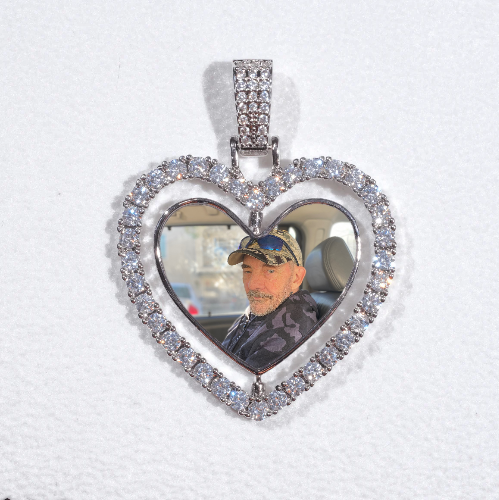 3D Spinning 2-Faced Heart Custom Picture Pendant