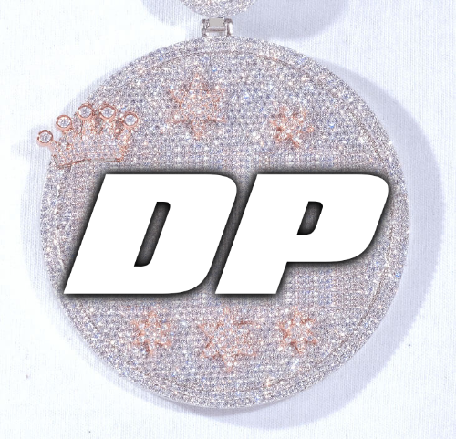 CUSTOM LETTER NECKLACE 3D BIG CROWN DISC