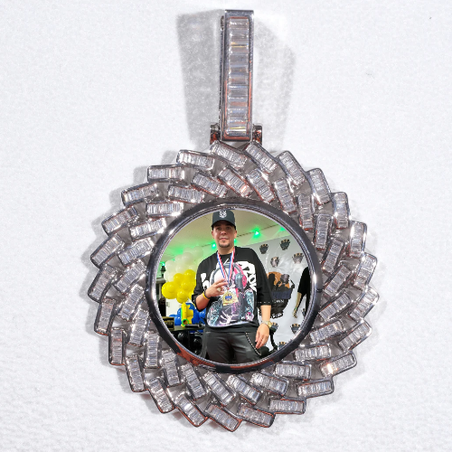 Large 3D Baguette Custom Picture Pendant