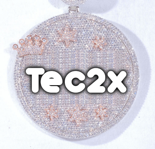 CUSTOM LETTER NECKLACE 3D BIG CROWN DISC