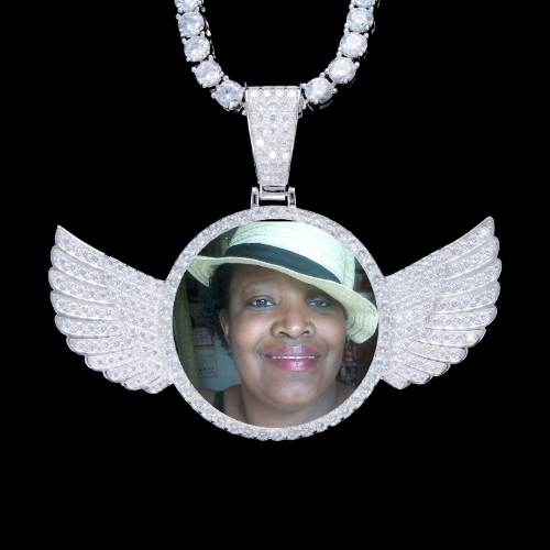 925S & VVS Moissanite 3D Wing Custom Picture Pendant