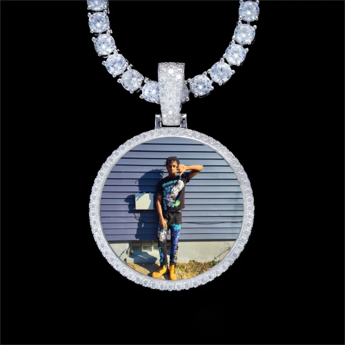 925S & VVS Moissanite 3D Circle Custom Picture Pendant