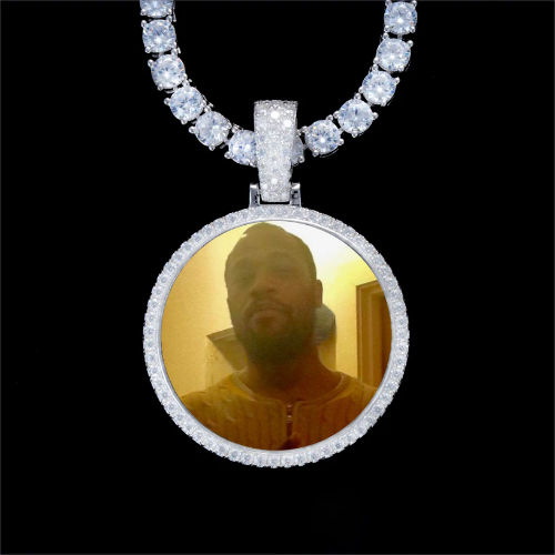 925S & VVS Moissanite 3D Circle Custom Picture Pendant