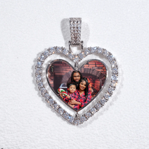 3D Spinning 2-Faced Heart Custom Picture Pendant