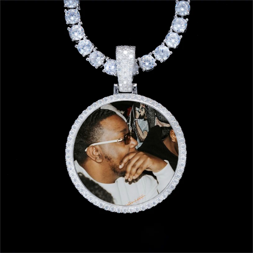 925S & VVS Moissanite 3D Circle Custom Picture Pendant