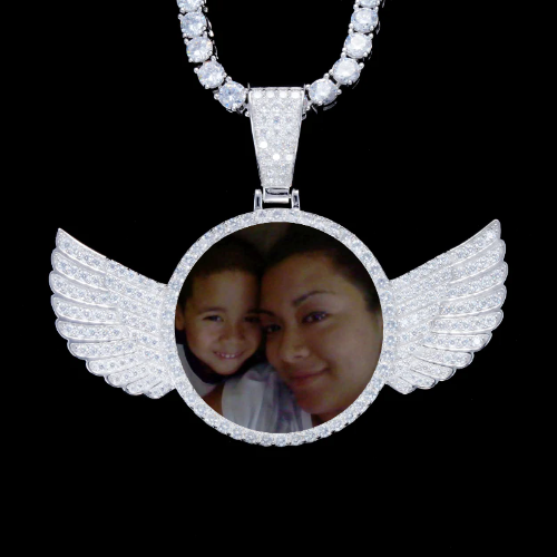 925S & VVS Moissanite 3D Wing Custom Picture Pendant