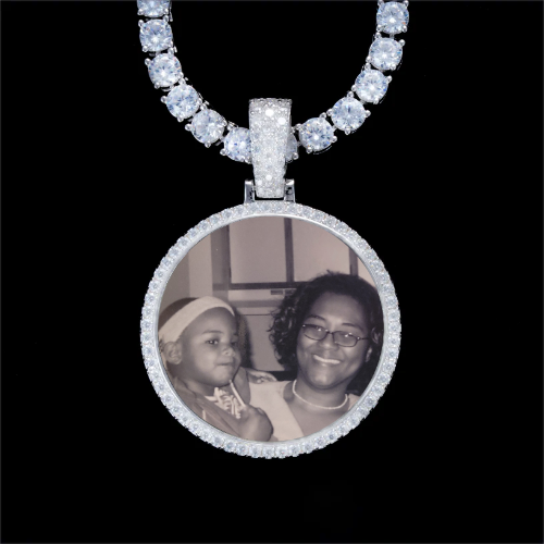 925S & VVS Moissanite 3D Circle Custom Picture Pendant