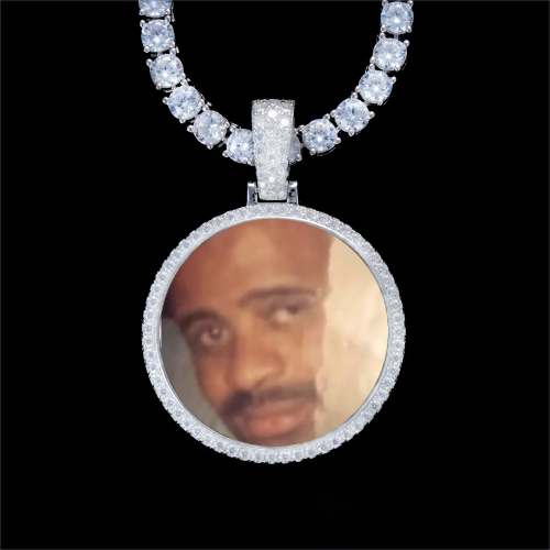 925S & VVS Moissanite 3D Circle Custom Picture Pendant