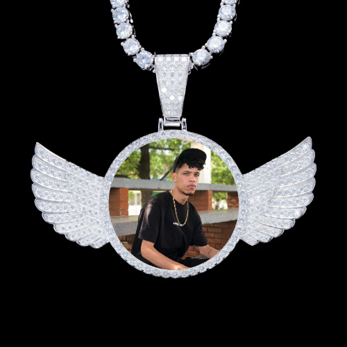 925S & VVS Moissanite 3D Wing Custom Picture Pendant