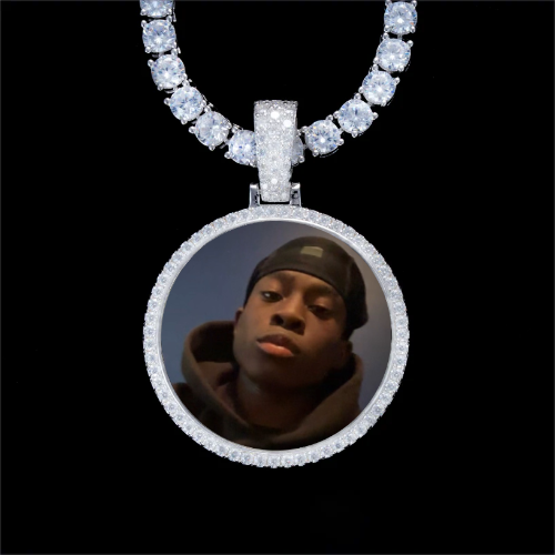 925S & VVS Moissanite 3D Circle Custom Picture Pendant